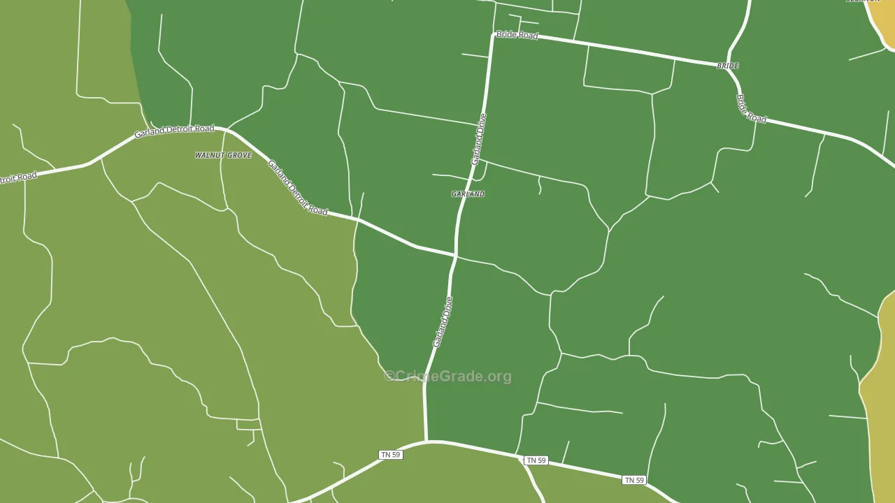 Garland, TN Map of Robbery Rates