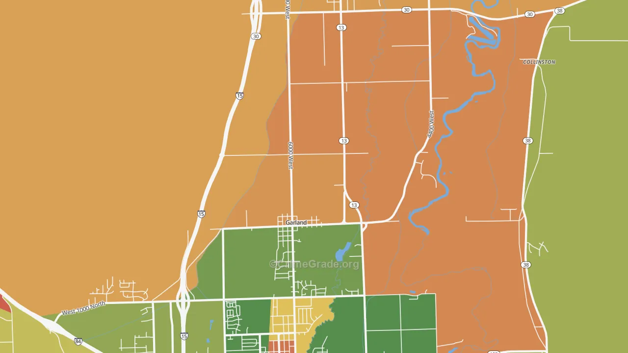 Garland, UT Map of Robbery Rates