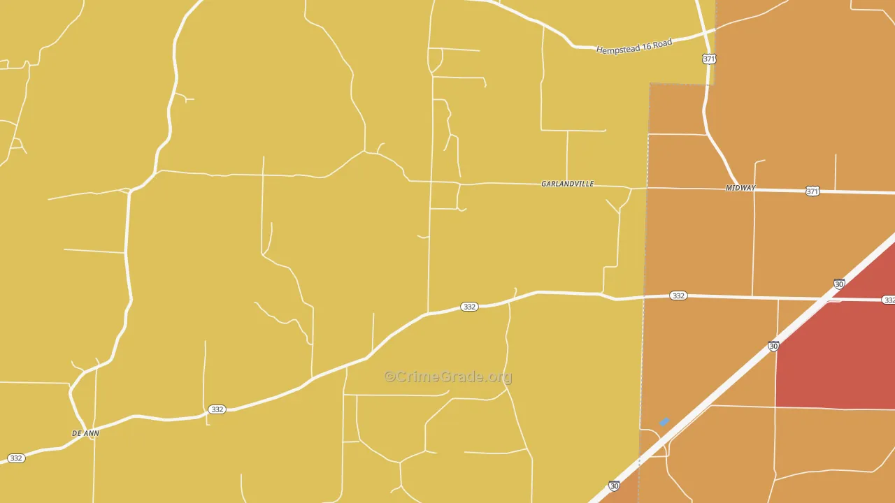 Garlandville, AR Map of Robbery Rates
