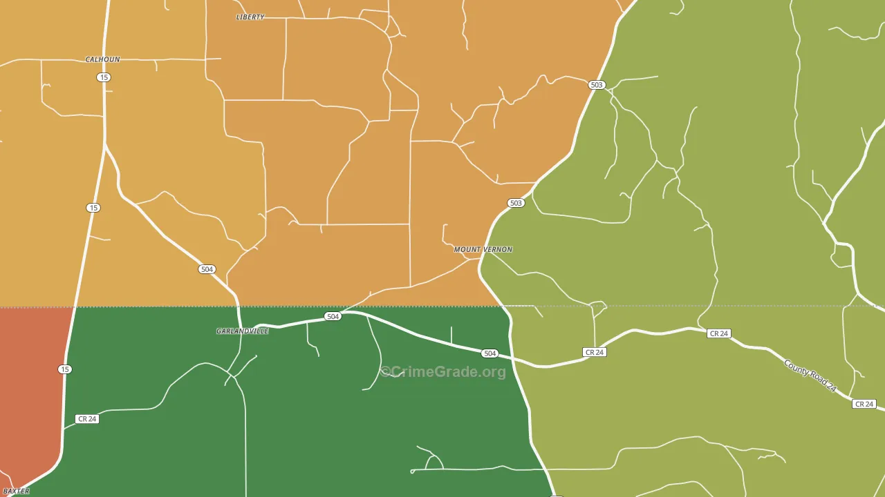 Garlandville, MS Map of Robbery Rates