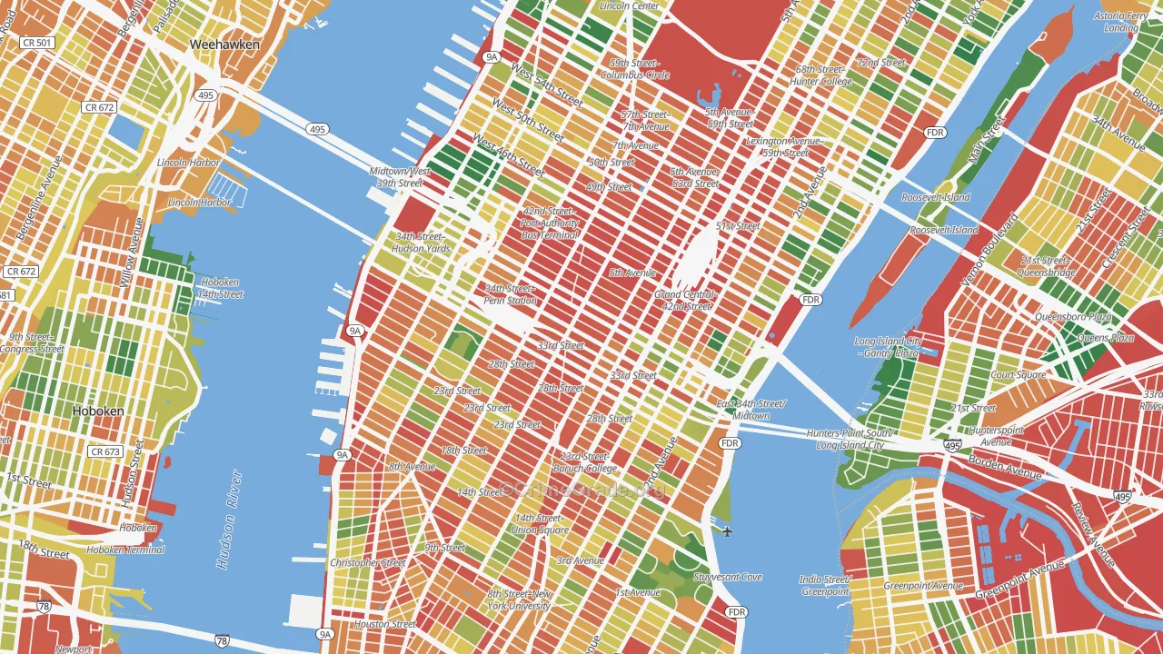 Garment District, Manhattan, NY Map of Robbery Rates