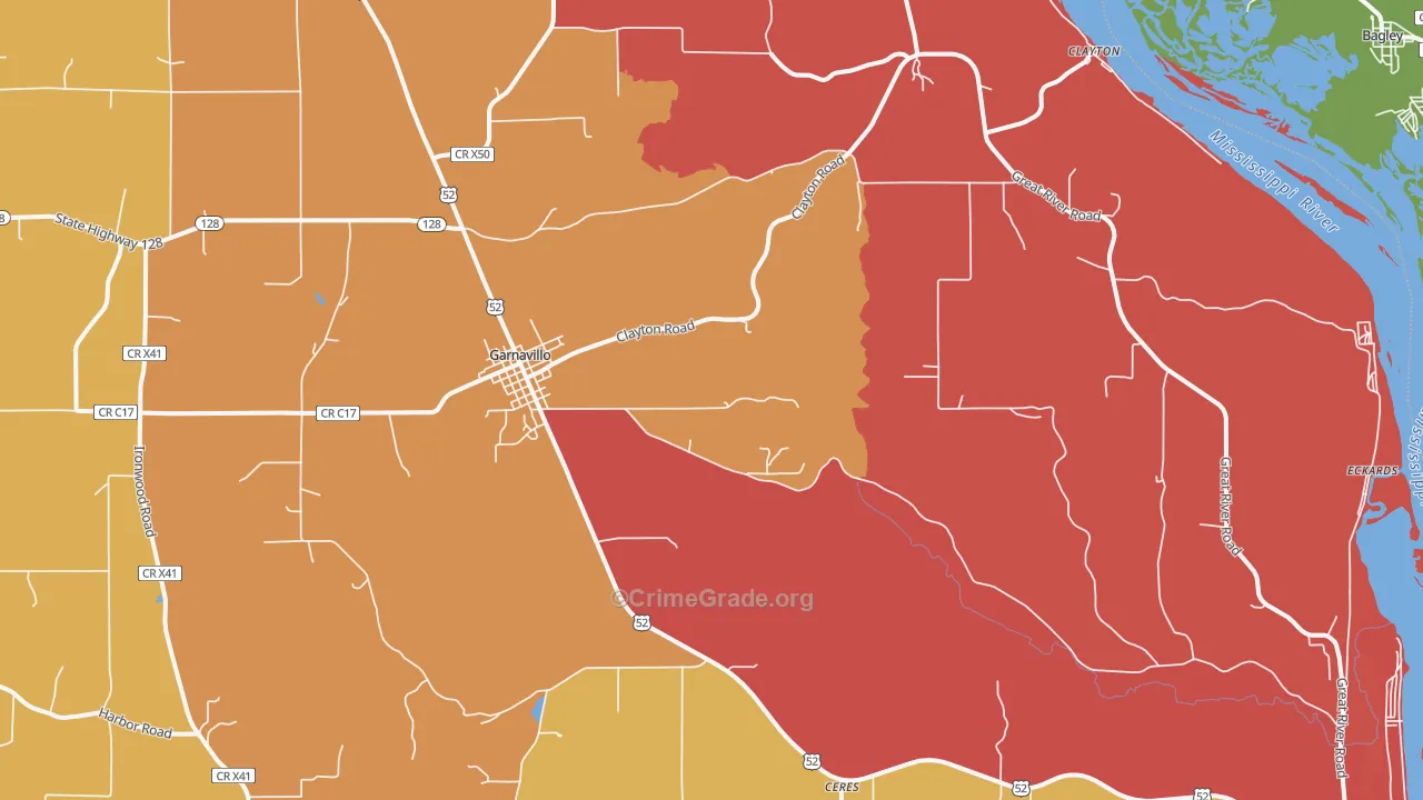 Garnavillo, IA Map of Robbery Rates