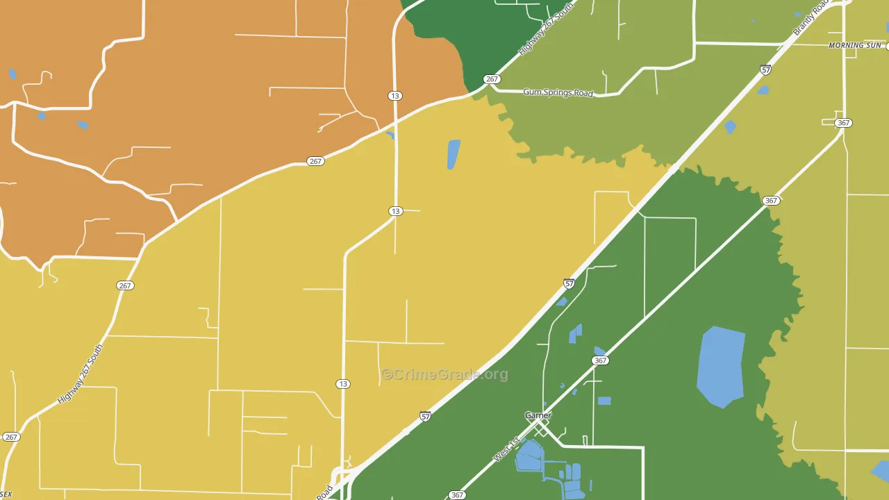 Garner, AR Map of Robbery Rates