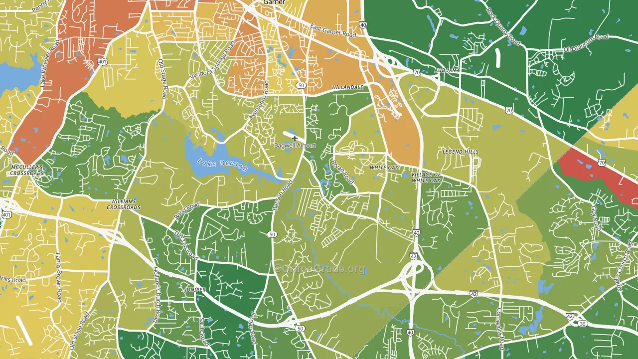 Garner, NC Map of Robbery Rates