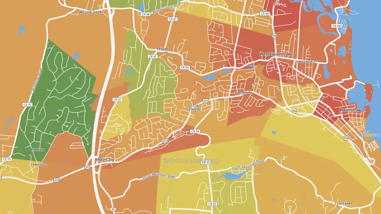 Garnerville, NY Map of Robbery Rates