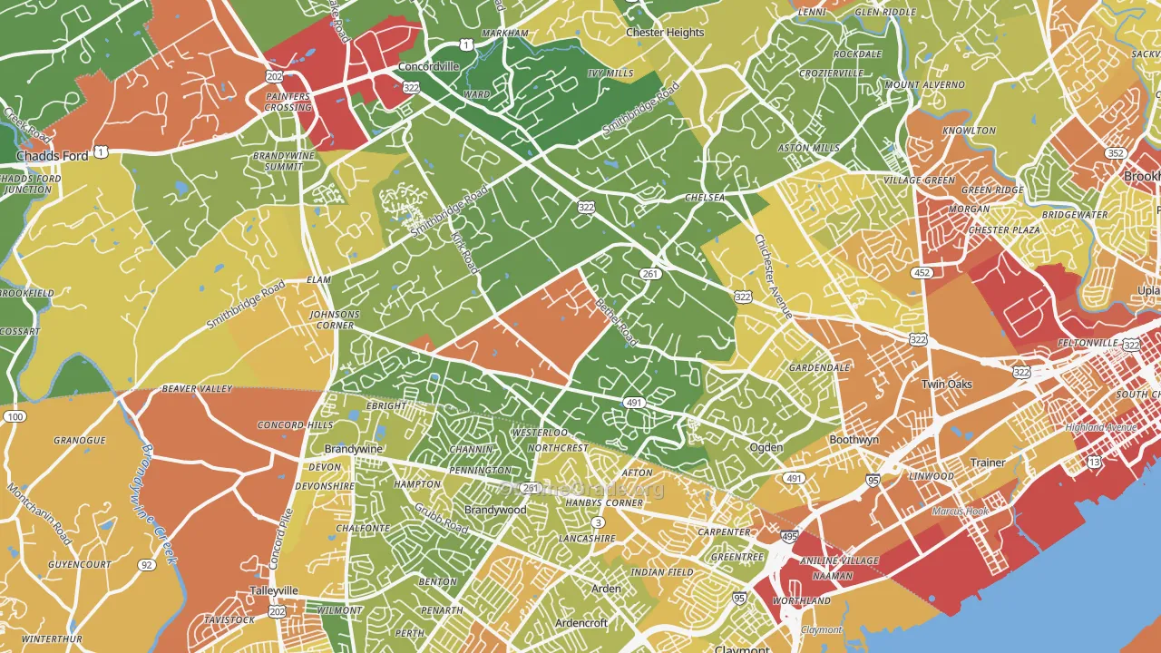 Garnet Valley, PA Map of Robbery Rates