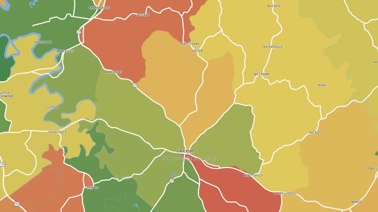 Garrard County, KY Map of Robbery Rates