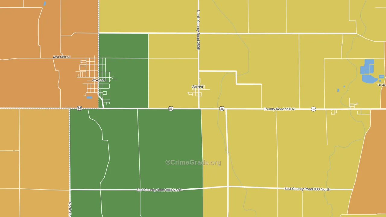 Garrett, IL Map of Robbery Rates