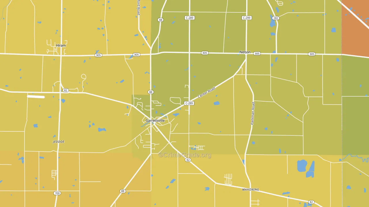 Garrettsville, OH Map of Robbery Rates
