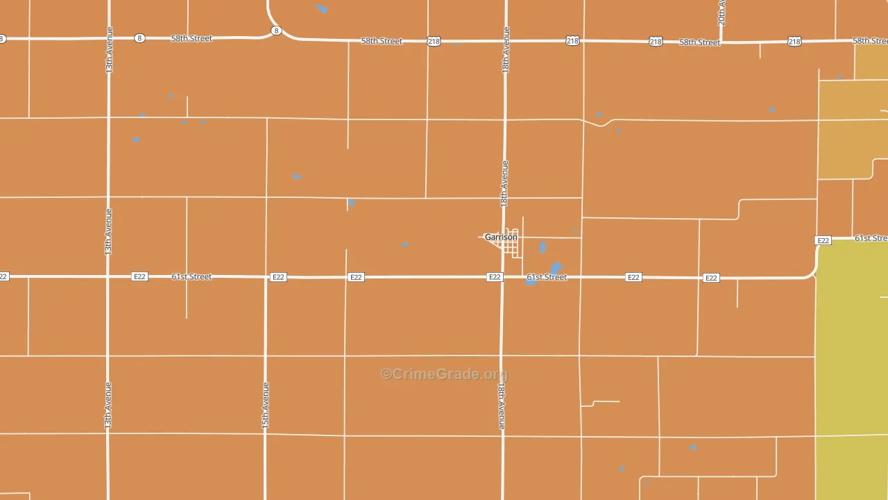 Garrison, IA Map of Robbery Rates