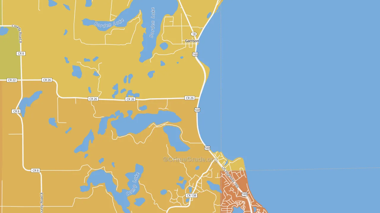 Garrison, MN Map of Robbery Rates