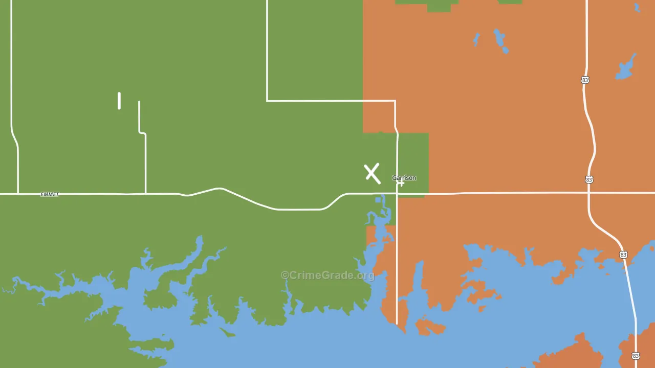 Garrison, ND Map of Robbery Rates