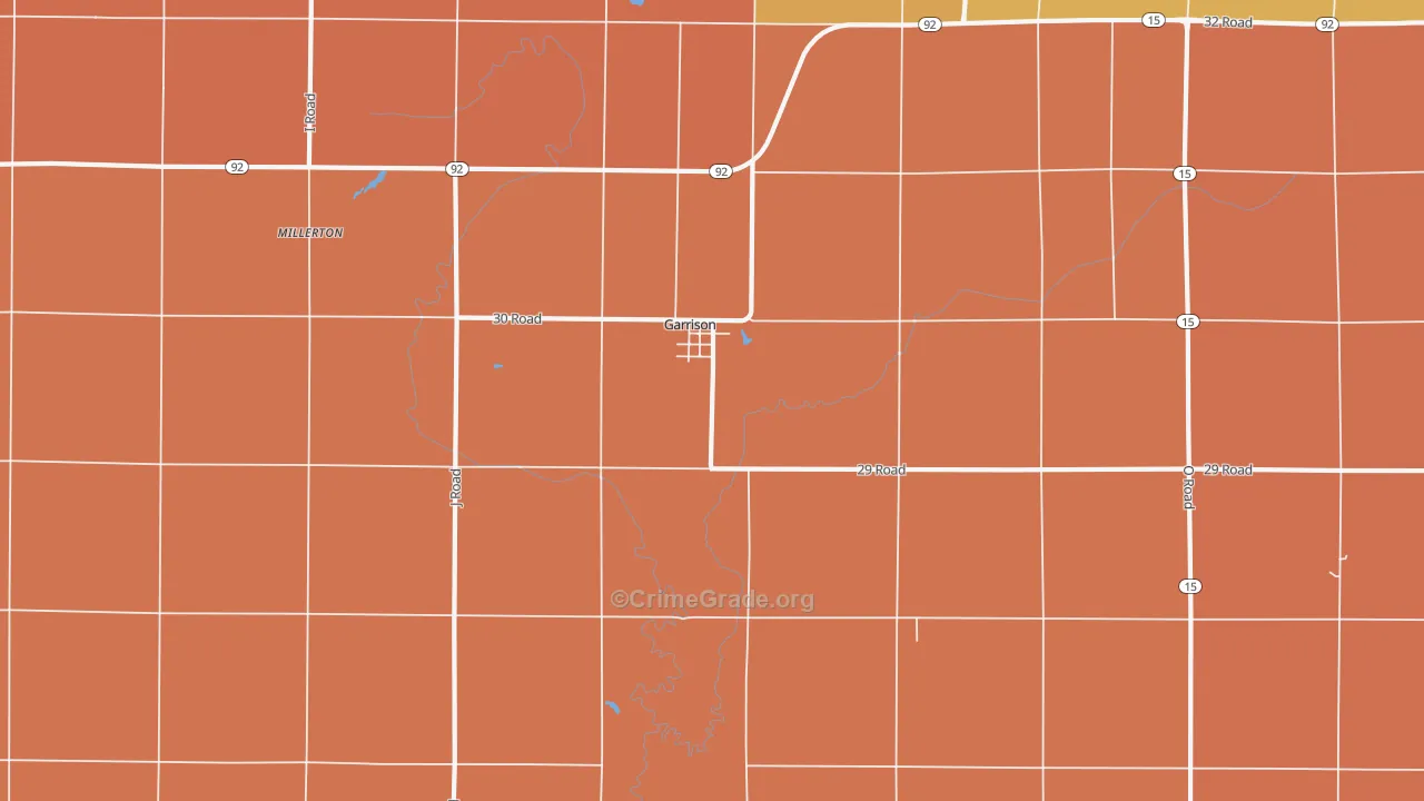 Garrison, NE Map of Robbery Rates