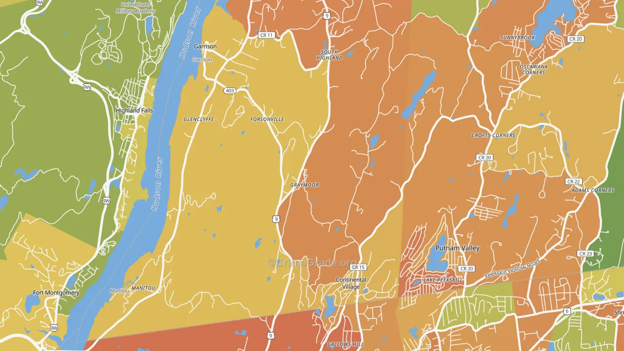 Garrison, NY Map of Robbery Rates