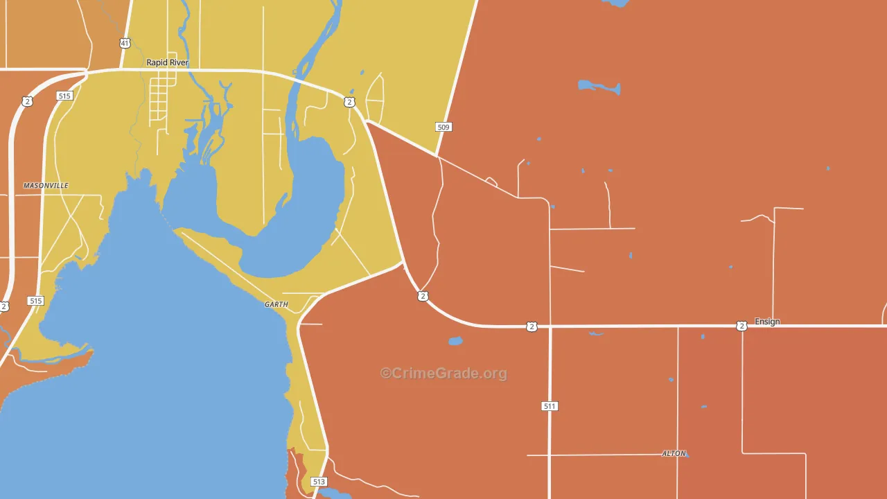 Garth, MI Map of Robbery Rates