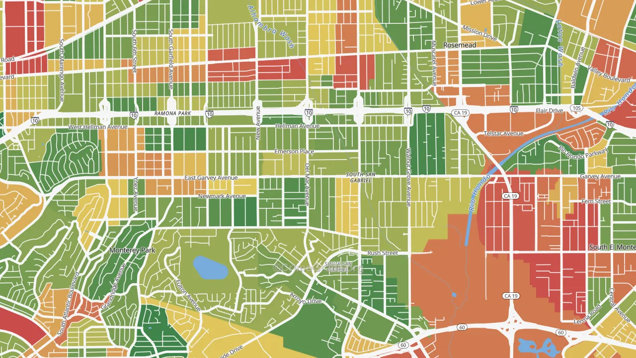 Garvey, Rosemead, CA Map of Robbery Rates