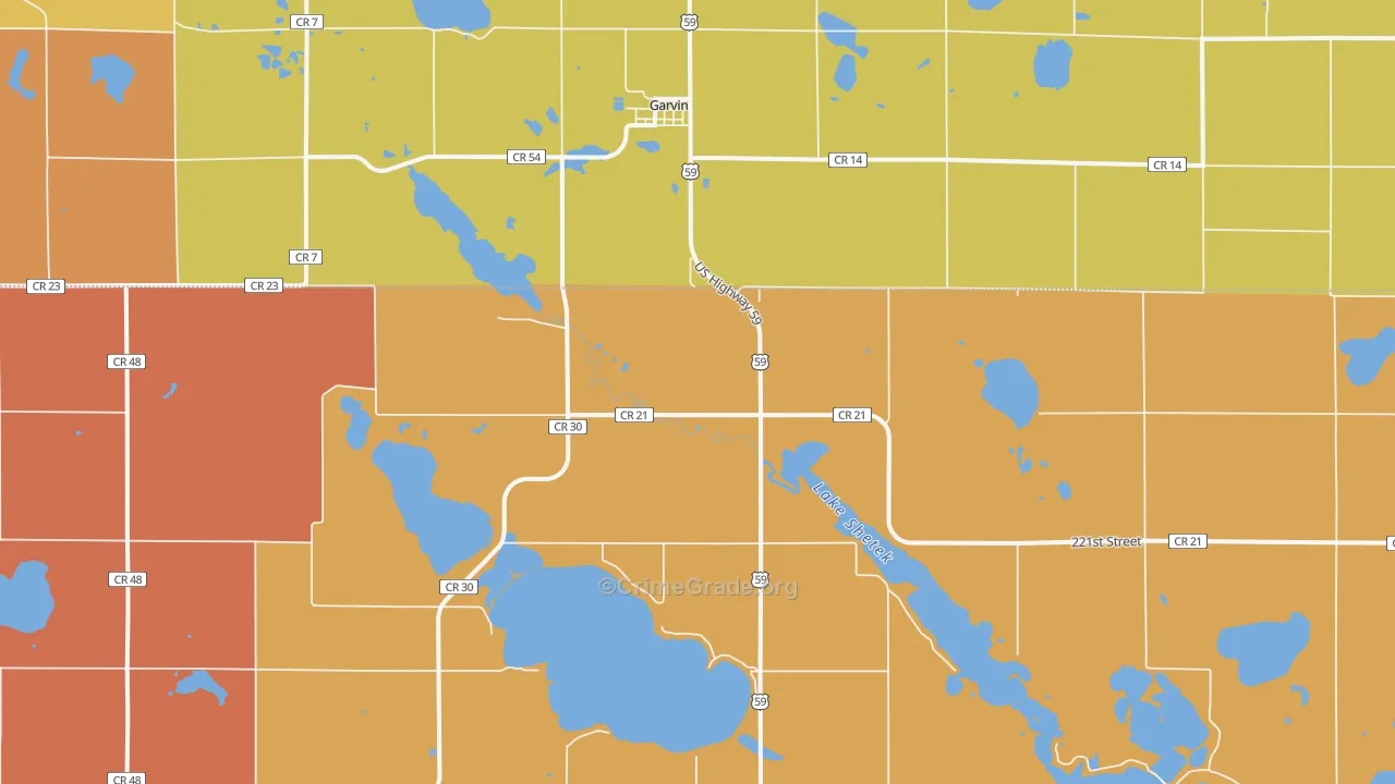 Garvin, MN Map of Robbery Rates
