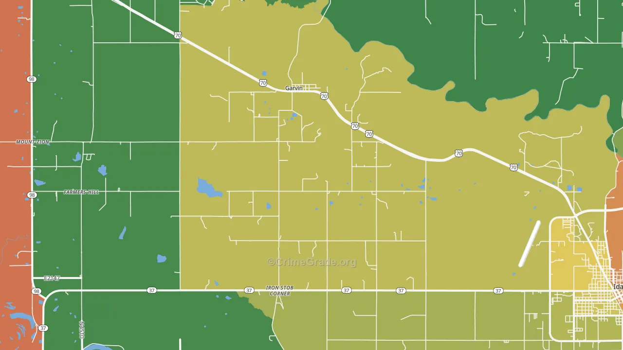 Garvin, OK Map of Robbery Rates