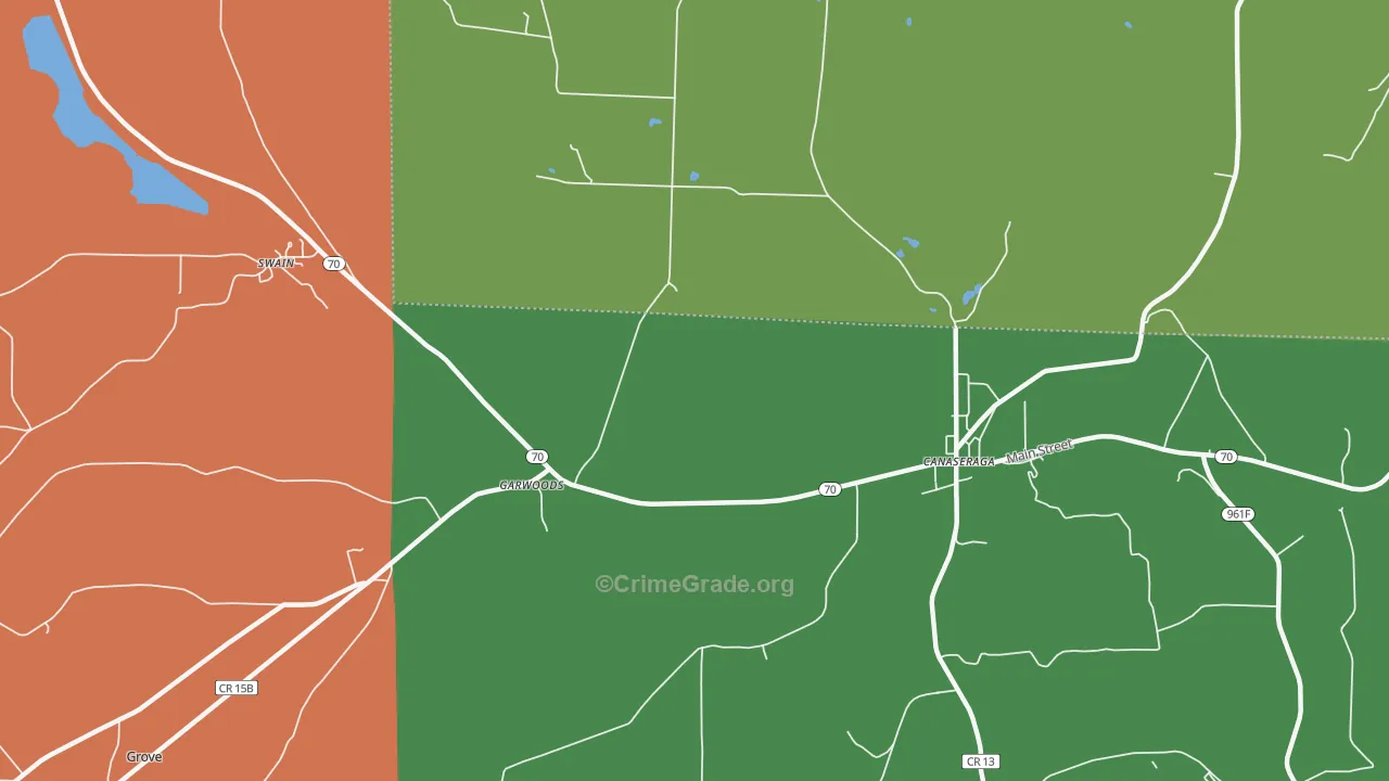 Garwoods, NY Map of Robbery Rates