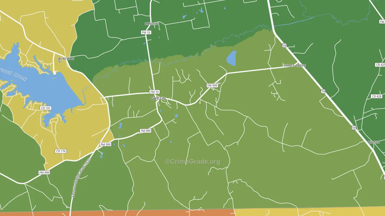 Gary City, TX Map of Robbery Rates