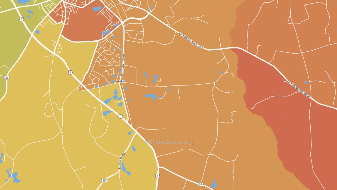 Gary, GA Map of Robbery Rates