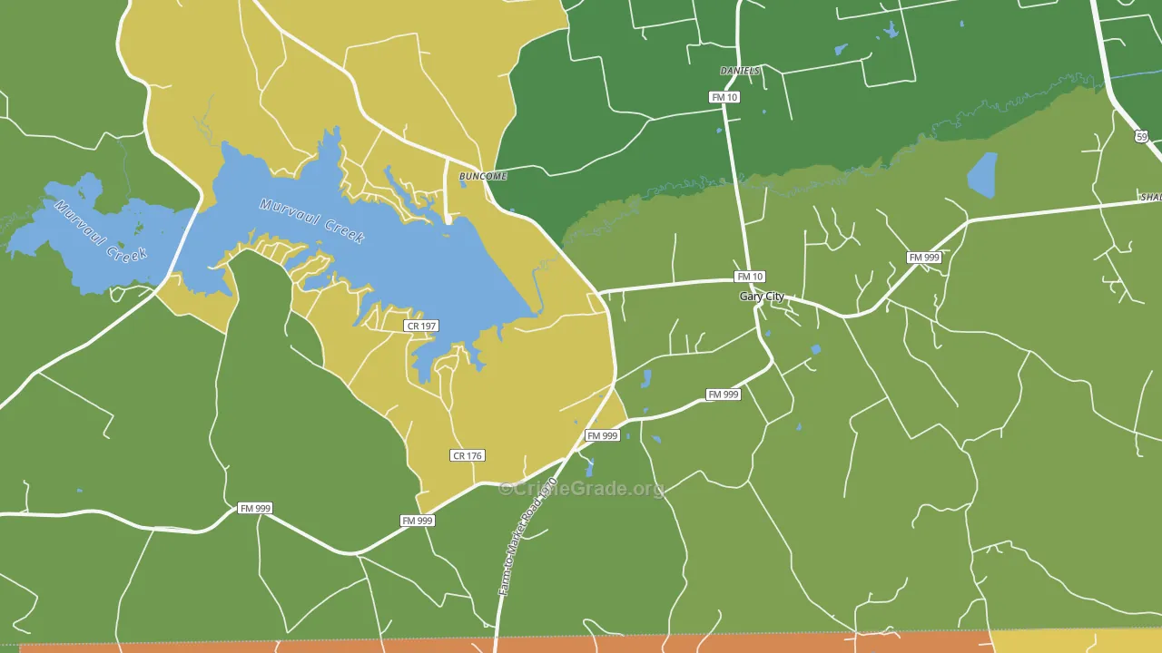 Gary, TX Map of Robbery Rates