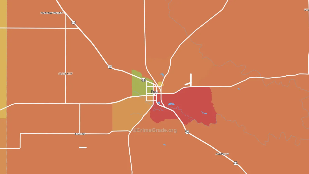 Garza County, TX Map of Robbery Rates