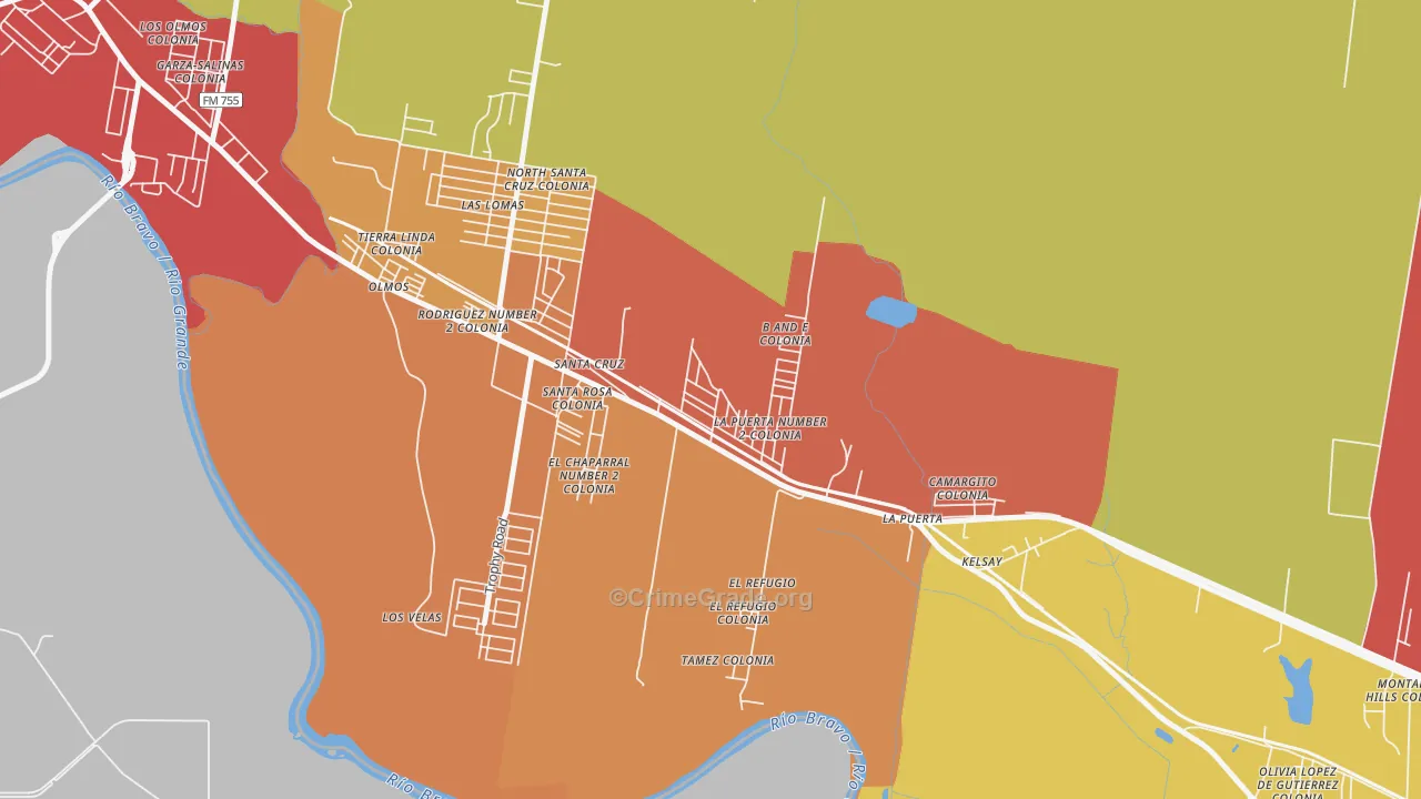 Garza-Salinas II, TX Map of Robbery Rates
