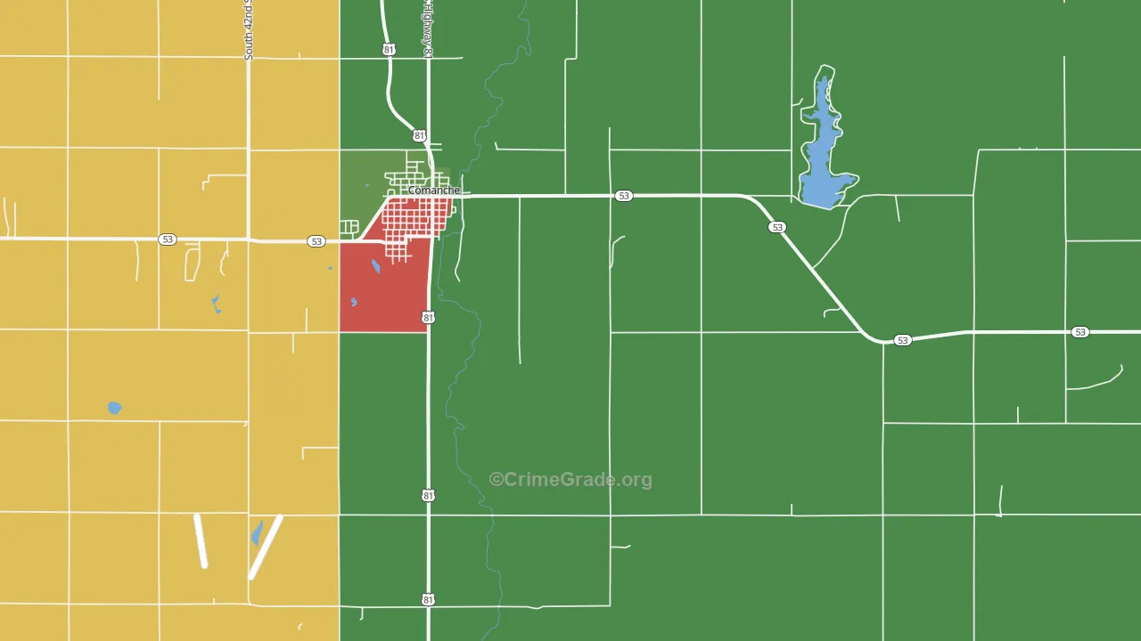Gas City, OK Map of Robbery Rates