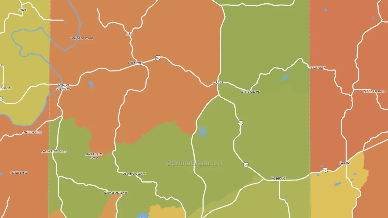 Gasconade County, MO Map of Robbery Rates