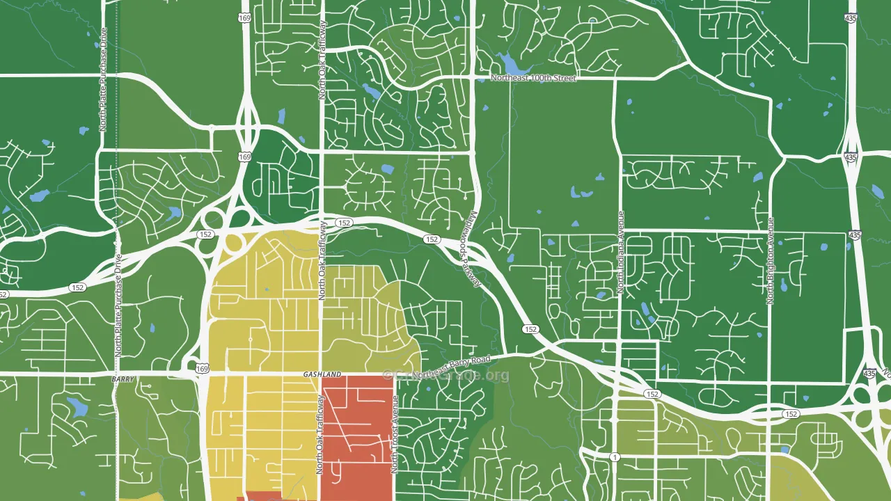 Gashland, Kansas City, MO Map of Robbery Rates
