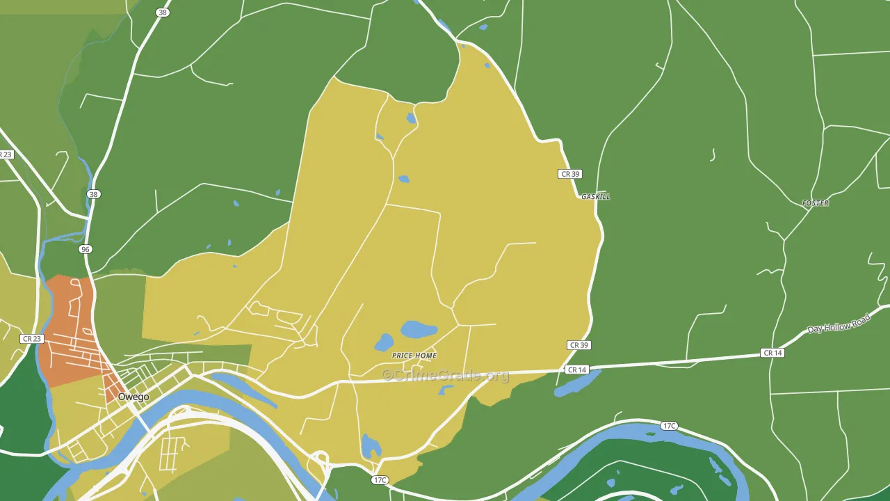 Gaskill, NY Map of Robbery Rates