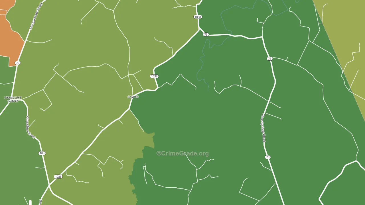 Gasper, KY Map of Robbery Rates