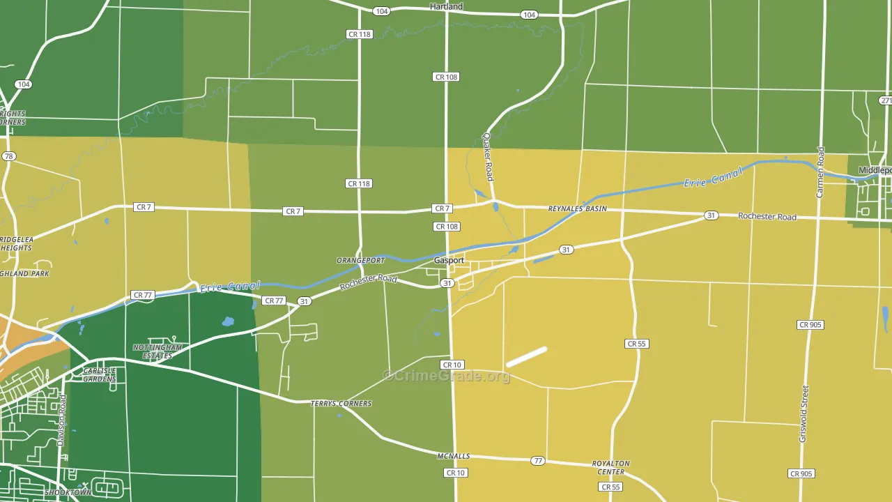 Gasport, NY Map of Robbery Rates