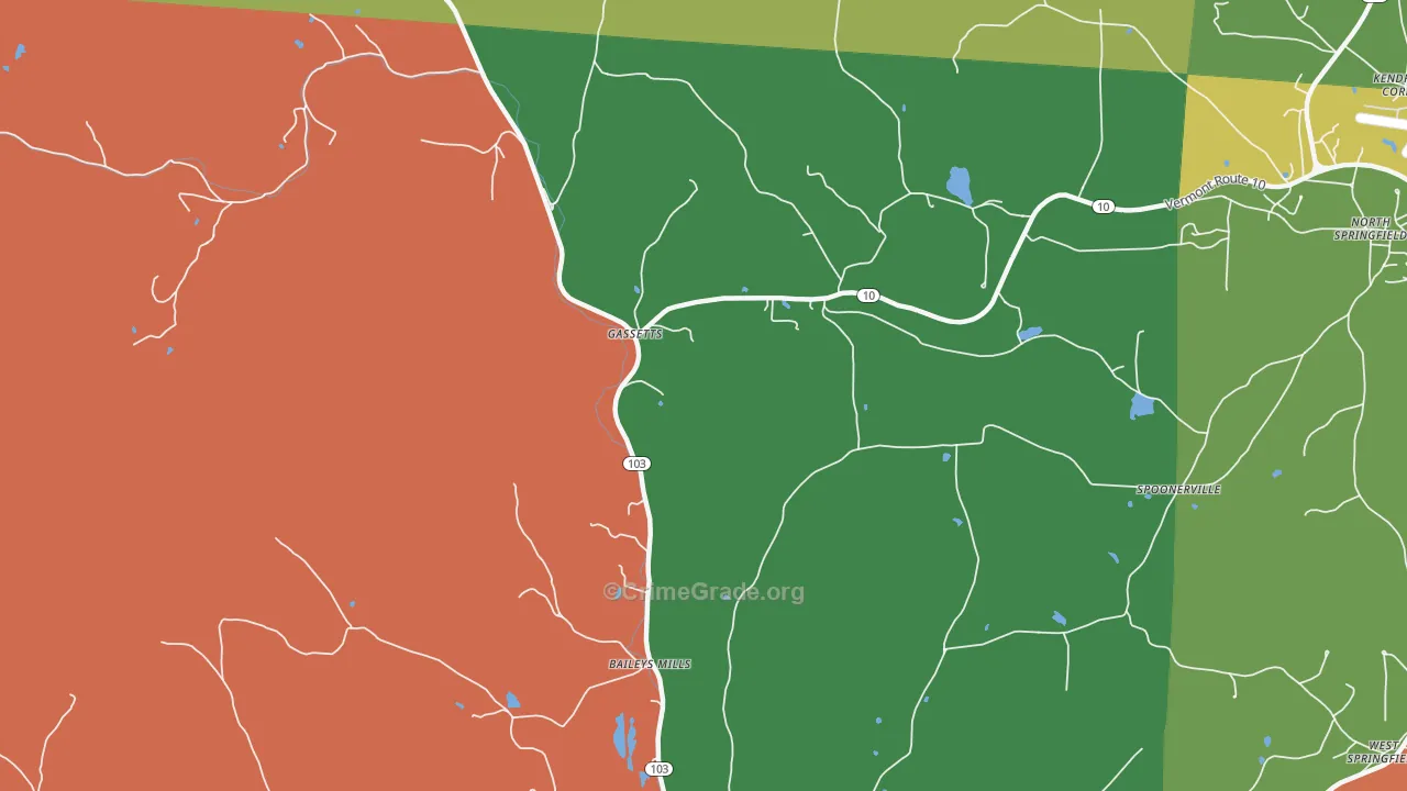 Gassetts, VT Map of Robbery Rates