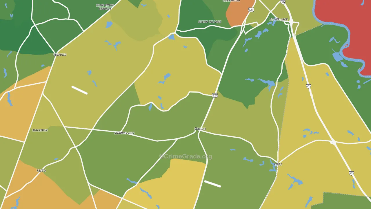 Gaston, SC Map of Robbery Rates