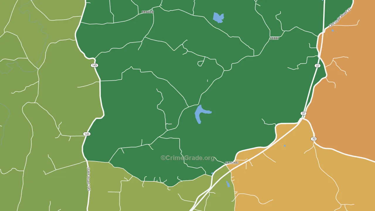 Gatchel, IN Map of Robbery Rates