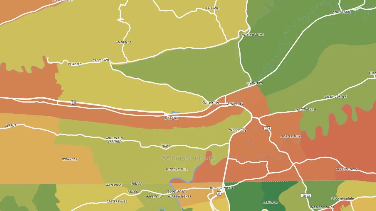 Gate City, VA Map of Robbery Rates