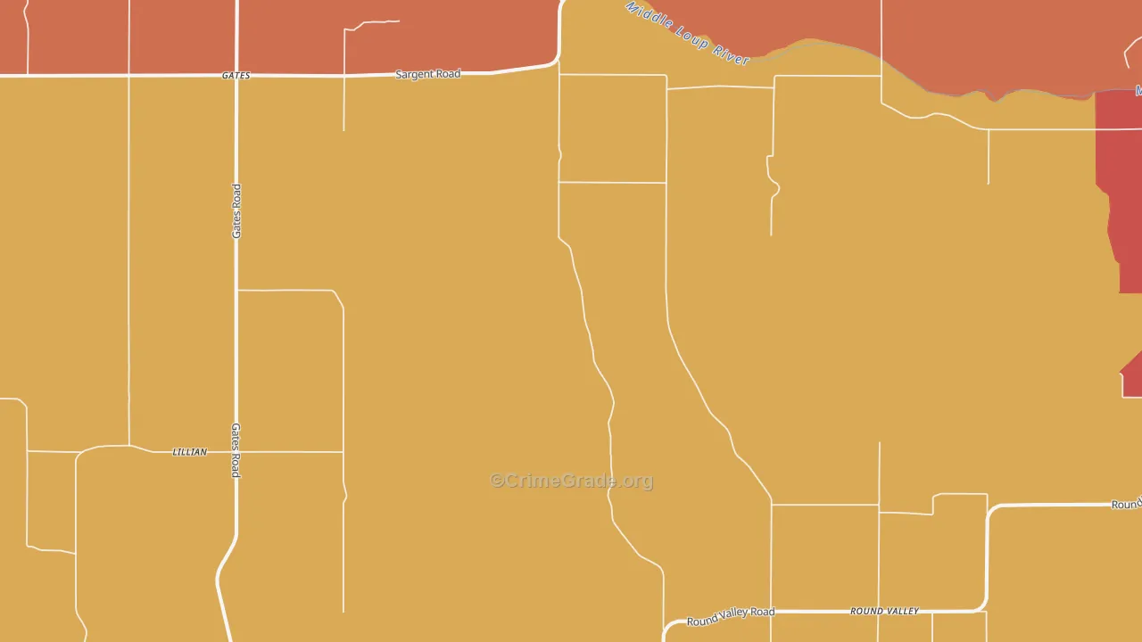 Gates, NE Map of Robbery Rates