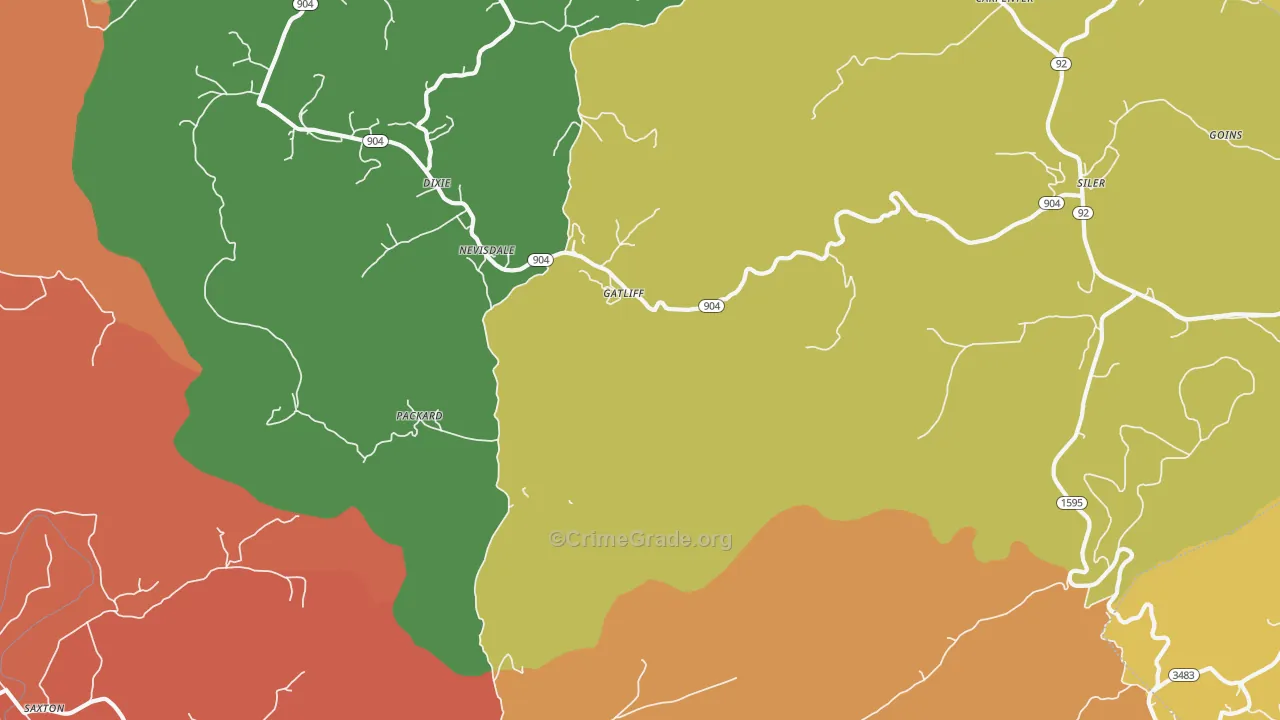 Gatliff, KY Map of Robbery Rates