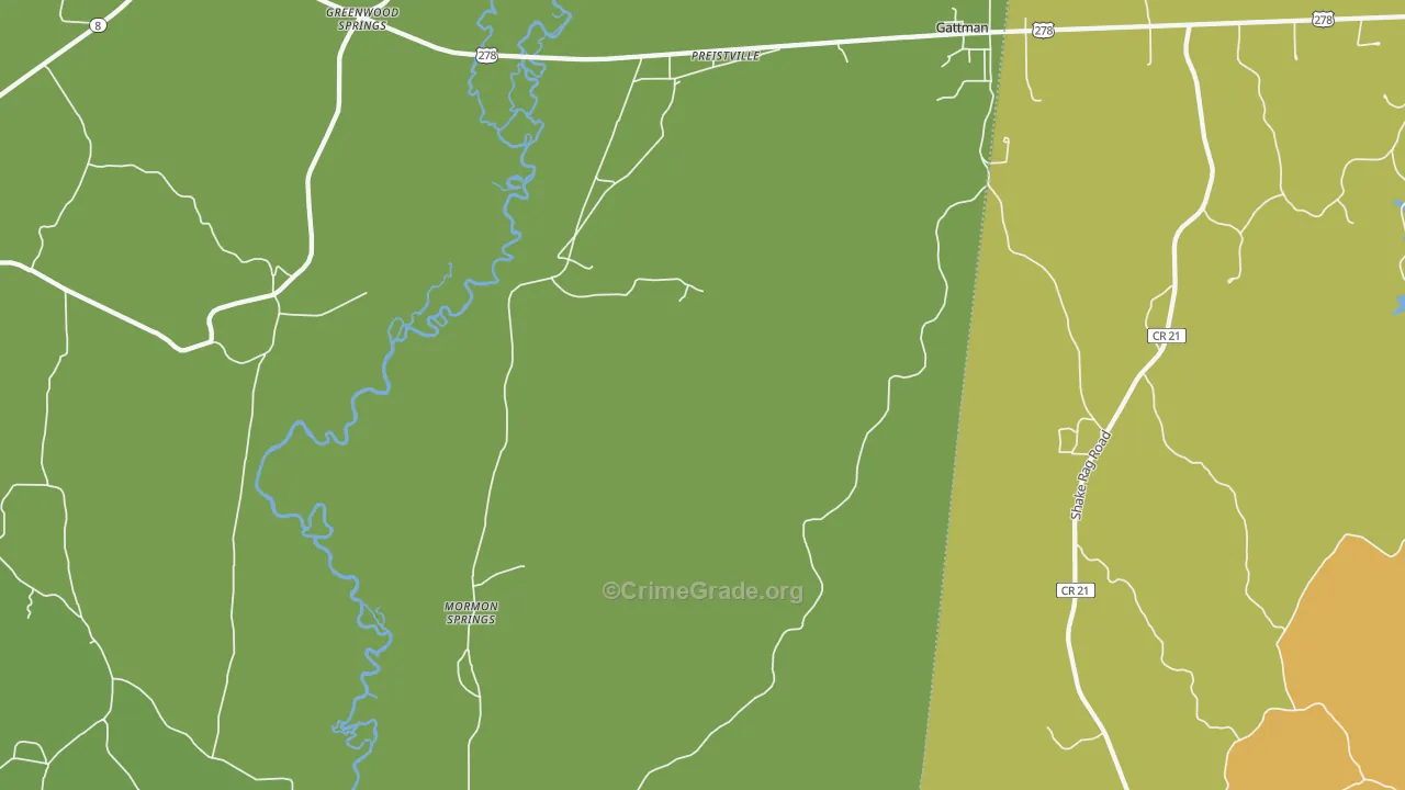 Gattman, MS Map of Robbery Rates