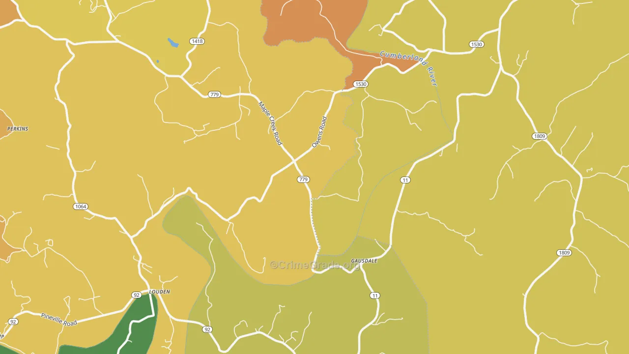 Gausdale, KY Map of Robbery Rates