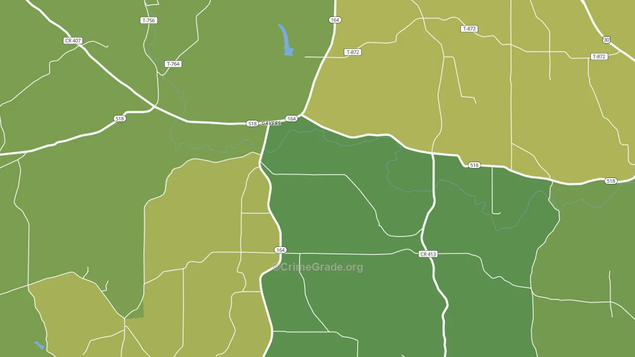 Gavers, OH Map of Robbery Rates