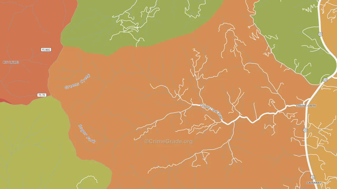 Gay, NC Map of Robbery Rates