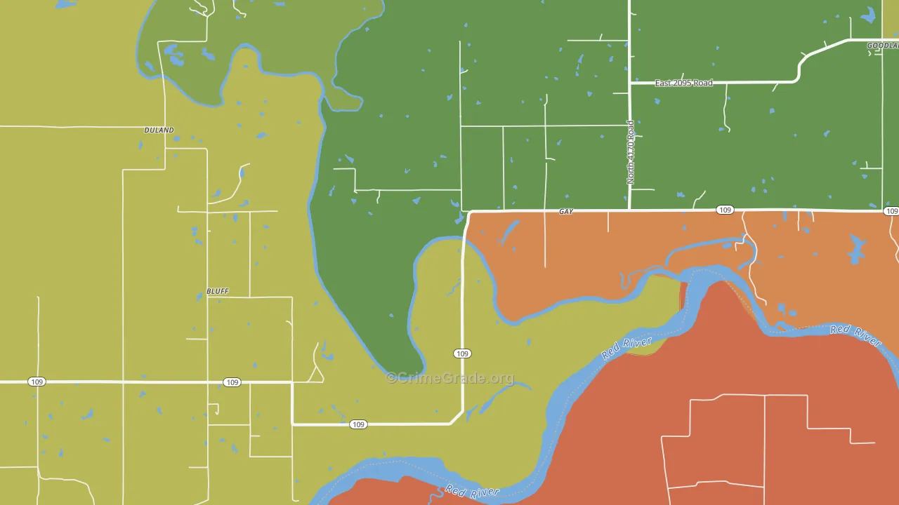 Gay, OK Map of Robbery Rates