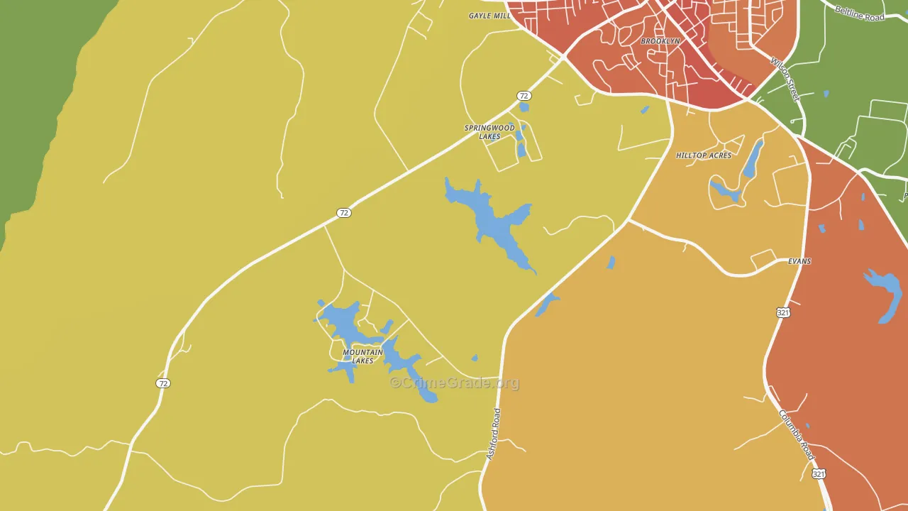 Gayle Mill, SC Map of Robbery Rates