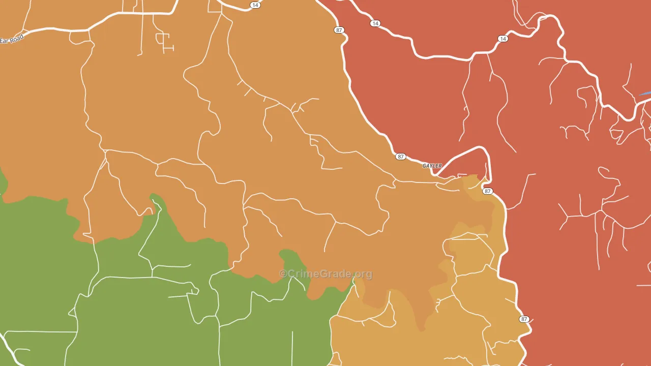 Gayler, AR Map of Robbery Rates