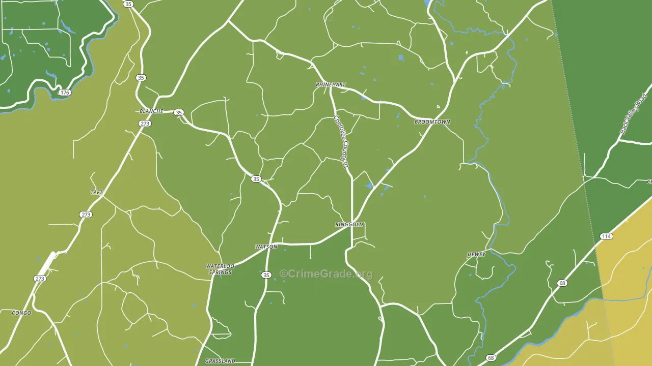 Gaylesville, AL Map of Robbery Rates