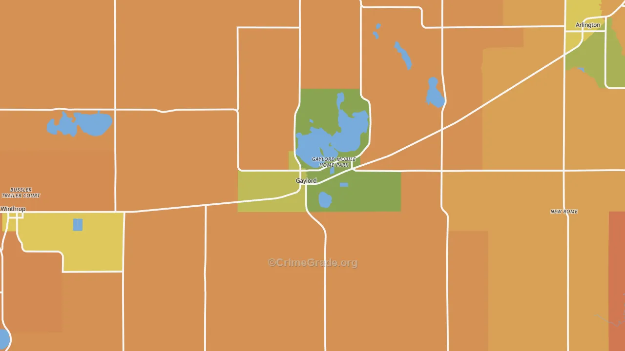 Gaylord, MN Map of Robbery Rates
