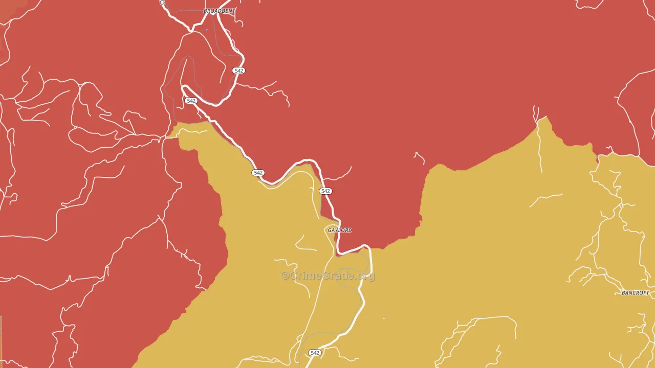 Gaylord, OR Map of Robbery Rates
